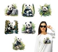 arricraft 6 Sheets Cartoon Panda Iron on Stickers, Watercolor Panda with Bamboo Print Transfer Stickers Decals for DIY T-Shirt Jeans Backpacks Families Clothing Hat Decoration Applique