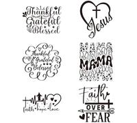 arricraft 6 Sheets Christian Iron on Decals Patches, Inspirational Quotes Iron on Stickers Black Letters Heat Transfer Stickers PET Washable Patches for DIY Clothes Decor, 9inch Long