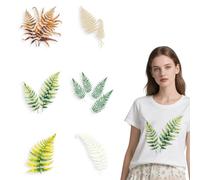 arricraft 6 Sheets Fern Leaves Theme Iron on Decals Patches, 6 Styles Green Plants Iron on Stickers PET Washable Heat Transfer Stickers for T-Shirts Patches Bags Hats DIY Crafts