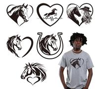 arricraft 6 Sheets Horse Theme Iron on Stickers, Black Horse Silhouette Pattern Print Transfer Stickers Decals for DIY T-Shirt Jeans Backpacks Families Clothing Hat Decoration Applique