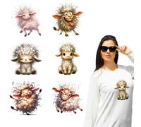 arricraft 6 Sheets Silly Sheep Iron on Stickers, Lovely Lamb Dancing Sheep Print Transfer Stickers Decals for DIY T-Shirt Jeans Backpacks Families Clothing Hat Decoration Applique
