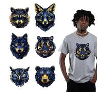 arricraft 6 Sheets Starry Night Animals Iron on Stickers, Glittering Stars Animal Print Transfer Stickers Decals for DIY T-Shirt Jeans Backpacks Families Clothing Hat Decoration Applique