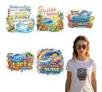 arricraft 6 Sheets Summer Theme Iron on Stickers, Cruise Ship Lighthouse Dolphins Ocean Waves Print Transfer Stickers Decals for DIY T-Shirt Jeans Backpacks Families Clothing Hat Decoration Applique