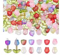 arricraft 600 Pcs Colorful Translucent Tulip Flower Beads, Handcrafted Crystal Glass Tulip Spacer Loose Flower Beads for Jewelry Making Earring Bracelet DIY Craft Spring Summer