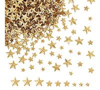 arricraft 600 Pcs Star Hotfix Iron On, 4/6/10mm Star Embellishments Flat Back Mini Rhinestone Appliques Punk Rivets Metal Star Studs for Costume Decoration Accessories DIY Craft, Golden