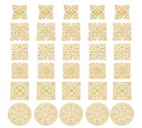 arricraft 60pcs 6 Golden Filigree Connectors, Iron Openwork Flower Embellishments Hollow Charm Filigree Joiners Links for DIY Hairpin Headdress Earring Jewelry Making Accessories