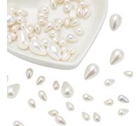 arricraft 70 Pcs Tear Drop Natural Pearl Beads, 3 Sizes White Polished Luster Loose Beads Natural Shell Pearl Beads Water Drop Pearls Beads for DIY Necklace Bracelet Jewelry Making