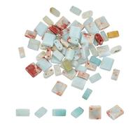 arricraft 72 Pcs Natural Flower Amazonite Beads, 2 Sizes 2-Hole Jasper Gemstone Seed Beads Flat Rectangle Loose Beads Crystal Spacer Beads Connectors for Jewelry Earring Making