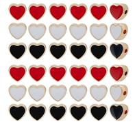 arricraft 75 Pcs 3 Colors Enamel Heart Spacer Beads, Colorful Light Gold Plated Heart Bulk Spacer Beads for DIY Crafts Necklace Bracelet Jewelry Making Accessories