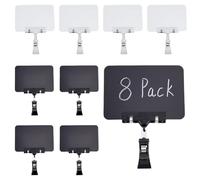 arricraft 8 Pcs 2 Colors Plastic Chalkboard Clip Sign, Black White Double Sided Reusable Clip-on Merchandise Price Tag Holder Kit for Liquid Chalk Markers Store Supermarket Retail Shelf Sign Display