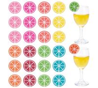 arricraft 8 Pcs Fruit Wine Glass Markers Charms (Lemon Slice Shaped, Drink Tagsglass Charms, Colorful Party Pendant Set, 37mm in Diameter)