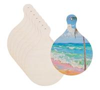 arricraft 8 Pcs Mini Wooden Cutting Board Craft with Handle, Unfinished Round Wood Paddle Chopping Board Mini Charcuterie Boards for DIY Cooking Home Kitchen Decor 23x16cm(9.06x6.3inch)