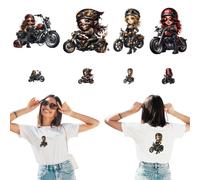 arricraft 8 Sheets Biker Women Theme Iron on Stickers, Motorcycle Helmets Sunglasses Print Transfer Stickers Decals for DIY T-Shirt Jeans Backpacks Families Clothing Hat Decoration Applique