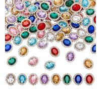 arricraft 80 Pcs Sew on Rhinestones, 8 Colors Oval Glass Sewing Stones Flatback Crystal Gems with Claw for DIY Crafts Jewelry Making Dresses Clothing Shoes Bag Sewing Decorations