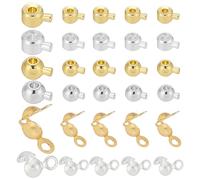 arricraft 80pcs 18K Gold and 925 Sterling Silver Plated Crimp Beads with 40pcs Bead Tips, Spacer Beads Stopper Crimp Bead Ends Accessories for DIY Bracelet Necklaces Crafting Jewelry Making