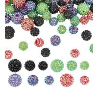 arricraft 88 Pcs Resin Rhinestone Beads, 4 Colors 3 Sizes Round Pave Disco Ball Beads with Beads Inside Sparkle Bubblegum Beads Loose Spacer Beads for Bracelet Jewelry Making