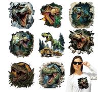 arricraft 9 Sheets Dinosaur Theme Iron on Stickers, Wall Breaking Dinosauro Print Transfer Stickers Decals for DIY T-Shirt Jeans Backpacks Families Clothing Hat Decoration Applique
