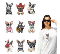 arricraft 9 Sheets French Bulldog Iron on Stickers, Bulldog of Various Outfits Print Transfer Stickers Decals for DIY T-Shirt Jeans Backpacks Families Clothing Hat Decoration Applique