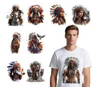 arricraft 9 Sheets Native American Theme Iron on Decals Patches, Indian Characters Legendary Chief Patterns Transfer Stickers PET Washable Patches for DIY Clothes Decor, 9.45 inch(24cm) Long