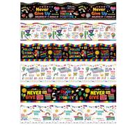 arricraft 90 Pcs 103 FE Colorful Text Bulletin Board Decoration, 6 Styles Rainbow Decorations Colored Chalkboard Border Trim Sticker for Teacher School Office Supplies Classroom Door Wall Decor
