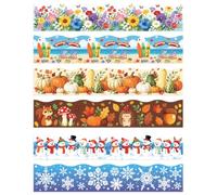 arricraft 90 Pcs 103 FE Four Seasons Theme Bulletin Board Decoration, 6 Styles Spring Summer Autumn Winter Border Trim Sticker for Teacher School Office Supplies Classroom Door Wall Decor