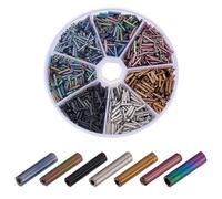 arricraft 980 Pcs 9x2mm Glass Bugle Beads, 7 Styles Small Seed Spacer Long Tube Beads for DIY Earrings Bracelet Necklaces Crafting Jewelry Making