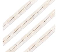 arricraft About 120 Pcs Synthetic Turquoise Rectangle Tube Beads, Floral White 4x13mm Rectangular Column Beads Cuboid Gemstone Loose Beads Strands for Bracelet Necklace Jewelry Making