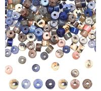 arricraft About 210 Pcs Natural Stone Heishi Beads, 7 Styles Mixed Disc Gemstone Beads Strands Flat Round Stone Beads Loose Spacer Stone Beads for Bracelet Jewelry Making 3mm