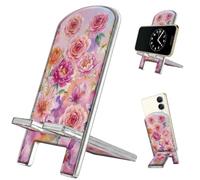 arricraft Aesthetic Acrylic Phone Stand, Watercolor Flowers Roses Portable Desktop Stand Suitable for All Smartphones Switch Pad Tablet Office Desk Accessories, 5.5x2.7 Inch