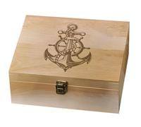 arricraft Anchor Theme Wooden Memory Keepsake Box, Metal Knot Box with Hinged Lid and Lock Decorative Storage Box Stash Box for Photo Letter Souvenir Jewelry 7.6x9.6x4inch(19.5x24.5x10.3cm)