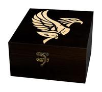 arricraft Eagle Head Square Wood Storage Box with Lid | 4.72"x4.72"x2.36" Wooden Crate Keepsake Box Pine Small Display Boxes Jewellery Ring Gift Box Birthday Festival Home Decor