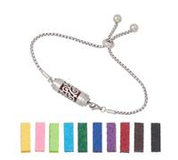 arricraft Essential Oil Diffuser Bracelet, 9-1/8 Inch(23cm) Long Stainless Steel Adjustable Column Slider Bracelets with 10 Pcs Refill Pads for Mother's Day, Valentine's Day