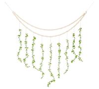 arricraft Hanging Eucalyptus Boho Wall Decor, Lime Green Artificial Eucalyptus Leaf Wall Hanging Decorations with Wooden Beads and Jute Cords for Living Room Bedroom Kitchen Decoration, 52 Inch