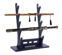 arricraft Sword Stand Display, 5 Tier Sword Wall Mount Wooden Floor Standing Sword Rack for Katana, Flute Fishing Rod Storage, Hobby Gifts for Men (12.32x4.56x14.7inch)