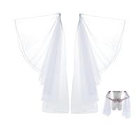 arricraft Victorian Long Tulle Gloves, Women's Long Tulle Sleeves Goth Detachable Polyester Gloves Flowy Sleeves for Wedding Halloween Party Renaissance Costume Accessories