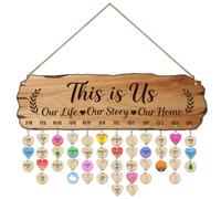 arricraft Wooden Birthday Reminder Calendar, 40x12cm/15.7"x4.7" This is Us Birthday Anniversary Reminder Wood Plaque with 100pcs Wood Tags for DIY Birthday Tracker Family Wall Decor