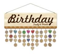 arricraft Wooden Plain Style Family Friends Birthday Reminder Calendar Board, Days to Remember Wooden Calendar Sign Plaque DIY Birthday Calendar for Birthday Party Decoration