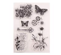 Arrietty Dandelion Flowers Butterfly Key Gear English Letter Background Clear Stamps for Card Making Decoration and DIY Scrapbooking