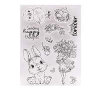 Arrietty Happy Easter Egg Bunny Chicken Flowers Butterfly Sending Happy Thoughts Clear Stamps for Card Making Decoration and DIY Scrapbooking Tools Rubber Stamps