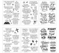 arriettycraft 6 Sheets Christian Blible Verse Clear Stamps for Card Making or Journaling, Bible Quotes Sentiment Rubber Stamps Seal for Scrapbooking Gift Tags Paper Crafting Decoration