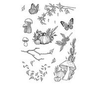 arriettycraft Autumn Blessings Pumpkin Mushroom Falling Leaves Butterfly Clear Stamps for Card Making Decoration and DIY Scrapbooking