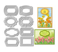 arriettycraft Background Frame Metal Cutting Die - 8 Unique Styles Nesting Label Frame Dies with Stitching and Quilting Design for Crafting Scrapbooking Card Making Birthday Party Paper Crafts Decor