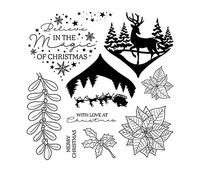 arriettycraft Christmas Berry Branch Deer Elk Sleigh Snowflakes Clear Stamps for Christmas Cards Making Decoration and Scrapbooking Rubber Stamps for Craft