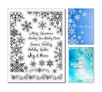 arriettycraft Christmas Snowflakes Clear Stamps for Christmas Cards Making or Journaling, Snowflake Border Corner Silicone Stamps for Journals Albums Scrapbooking Paper Crafts Decoration