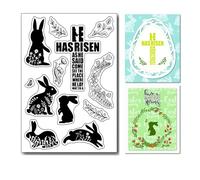 arriettycraft Easter Bunny Clear Stamps for Card Making or Journaling, Easter Cross Wreath Transparent Stamps for Scrapbooking Happy Easter Flowers Silicone Stamps for Journalism Photo Album Decor