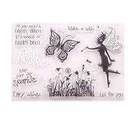 arriettycraft Fairy Wishes Butterfly Magical Fairy Dust Flower Dandelion Just for You Clear Stamps for Christmas Cards Making Decoration and Scrapbooking Rubber Stamps for Craft