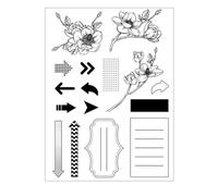 arriettycraft Flowers Arrow Point Clear Stamps for Card Making or Journaling,Label Frame Silicone Rubber Stamps for Scrapbooking Art Journals Paper Crafts Decoration