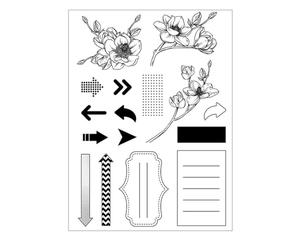 arriettycraft Flowers Arrow Point Clear Stamps for Card Making or Journaling,Label Frame Silicone Rubber Stamps for Scrapbooking Art Journals Paper Crafts Decoration