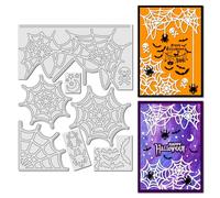 arriettycraft Halloween Cobweb Metal Cutting Dies - 4 Spider Webs, 2 Spiders, 5 Bats, Moon & Stars Die Template for Spooky Cards Making Treat Bags Paper Crafts Decor