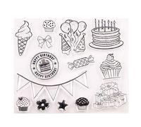 arriettycraft Happy Birthday Balloon Cake Cupcake Birthday Party Gifts Rubber Clear Stamp for Card Making Decoration and Scrapbooking